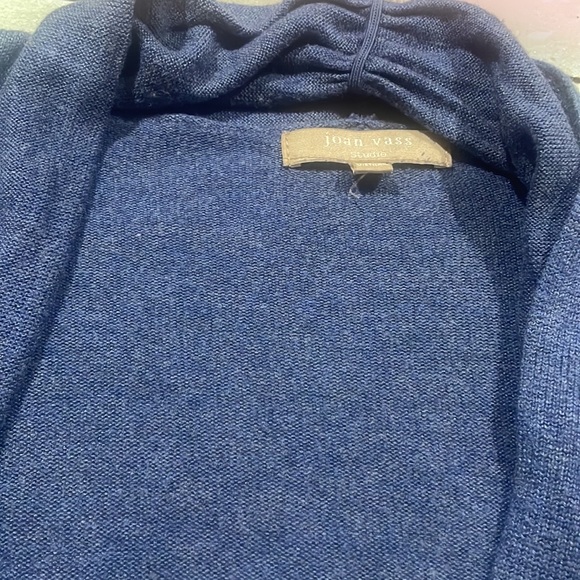Joan Vass Studio Size M Women’s Navy Blue 3/4 Sleeve Cardigan with Pockets - Picture 3 of 4